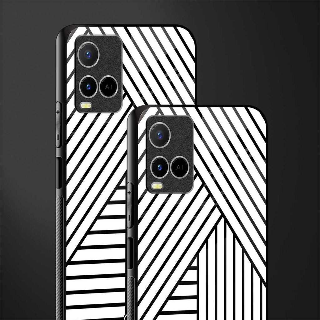 classic white black patten glass case for vivo y21s image-2