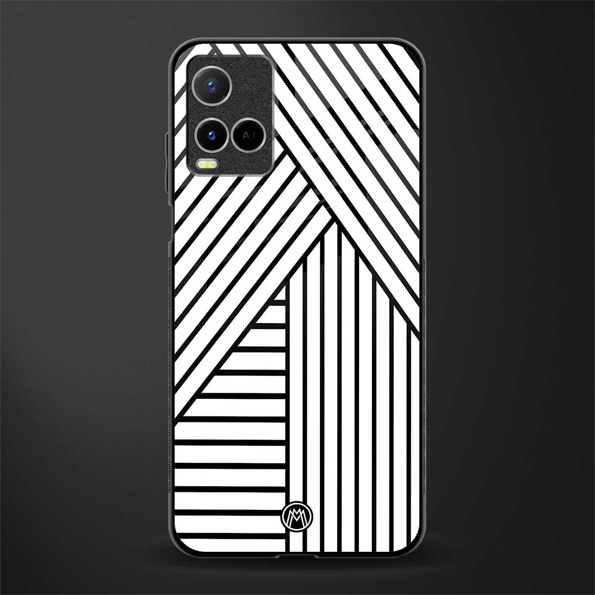 classic white black patten glass case for vivo y21s image