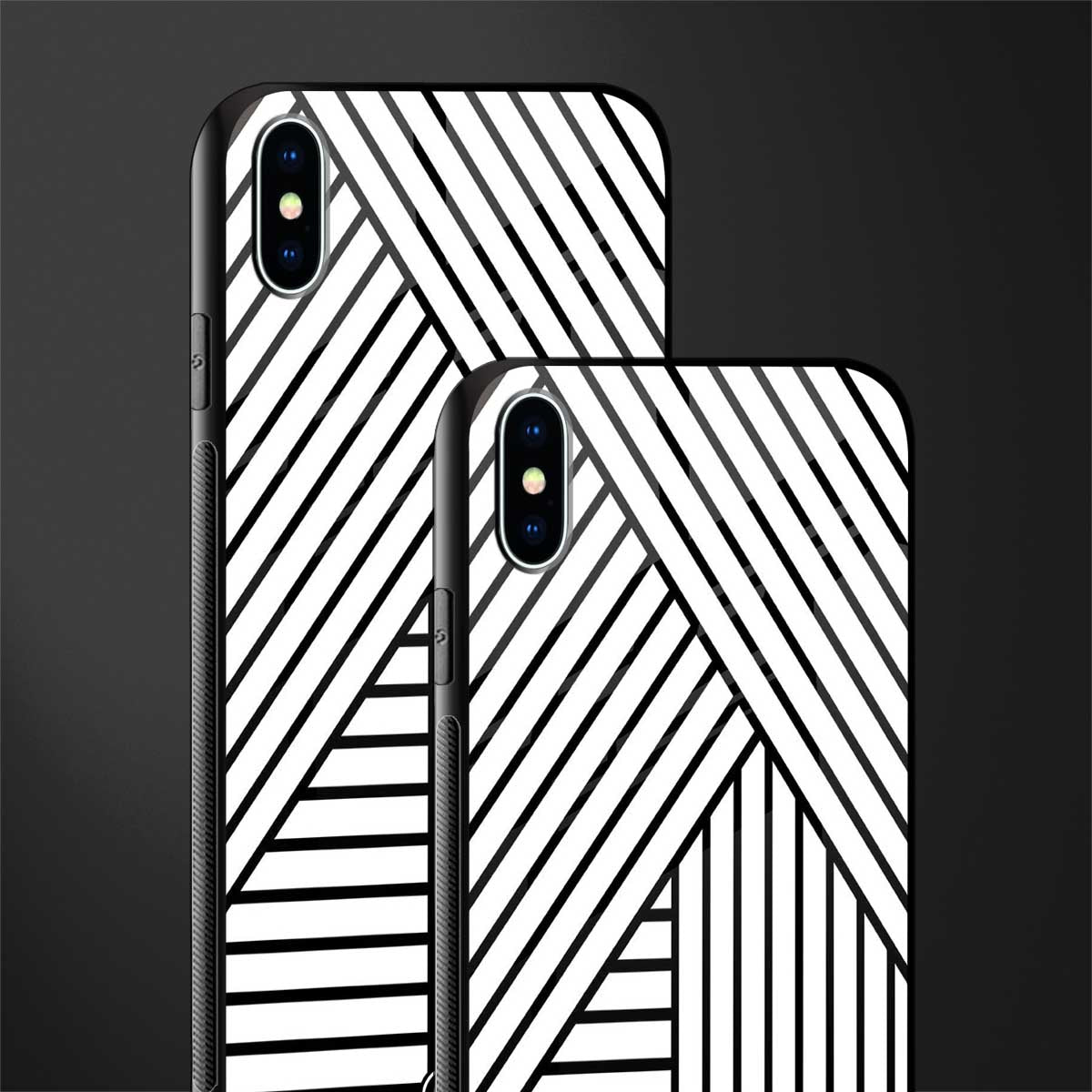classic white black patten glass case for iphone xs max image-2