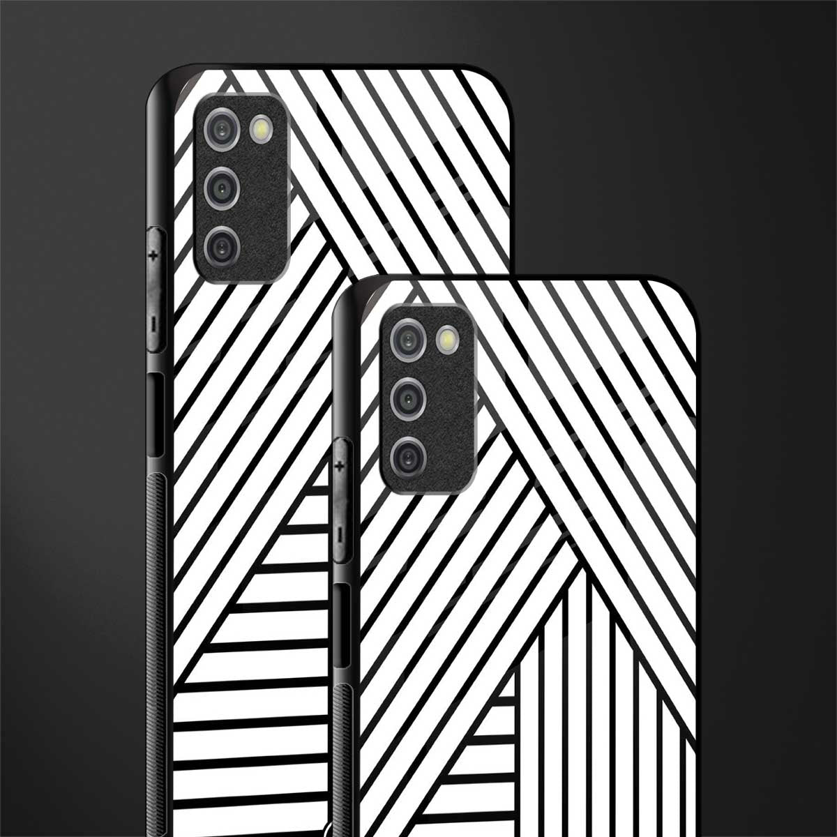classic white black patten glass case for samsung galaxy a03s image-2