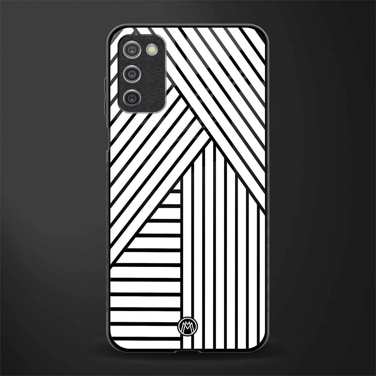classic white black patten glass case for samsung galaxy a03s image