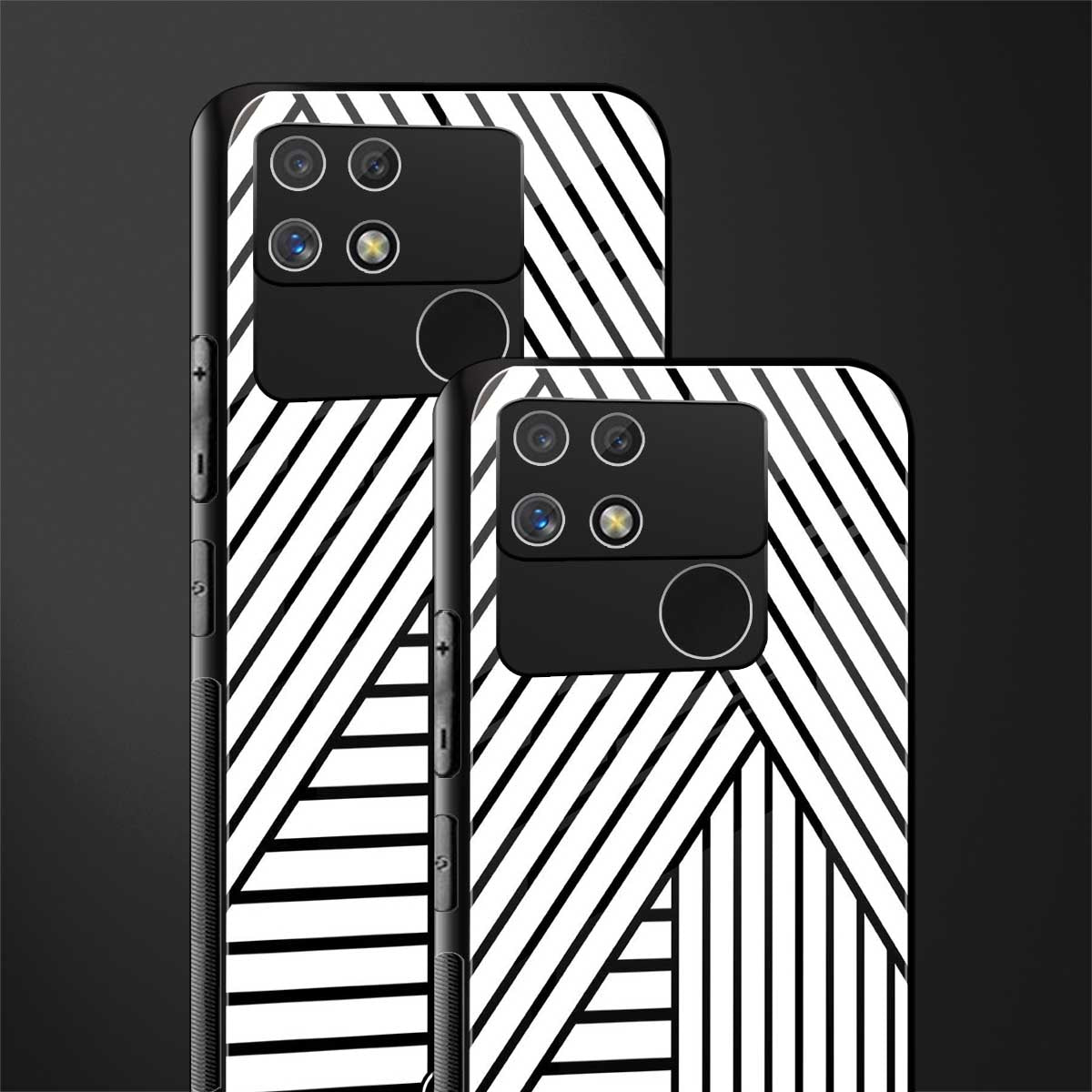 classic white black patten back phone cover | glass case for realme narzo 50a