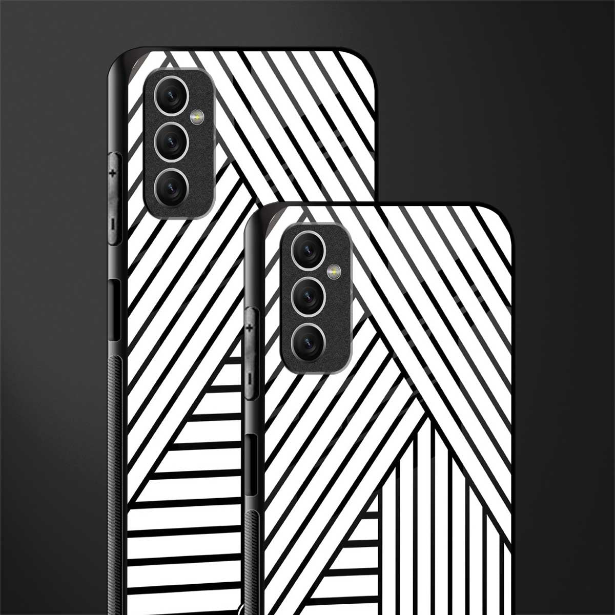 classic white black patten glass case for samsung galaxy m52 5g image-2