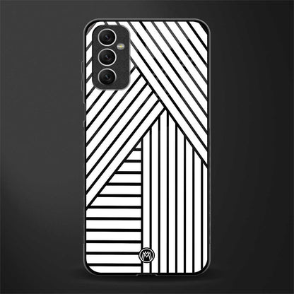 classic white black patten glass case for samsung galaxy m52 5g image