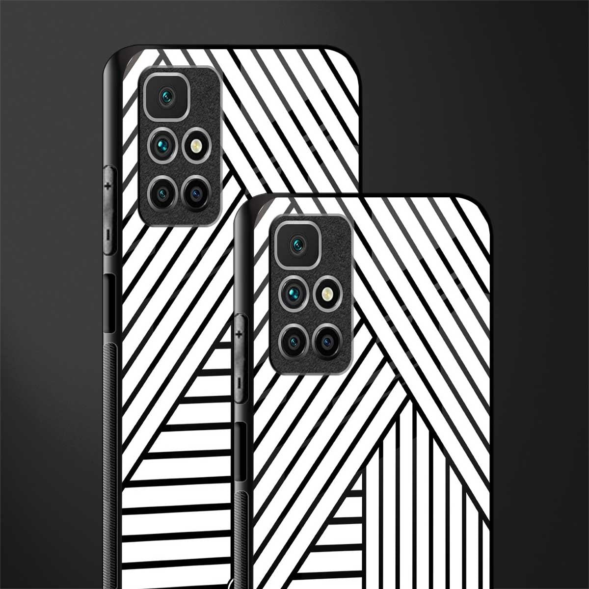 classic white black patten glass case for redmi 10 prime image-2