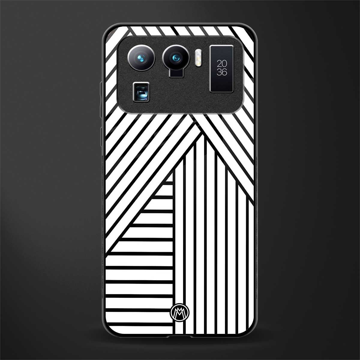 classic white black patten glass case for mi 11 ultra 5g image