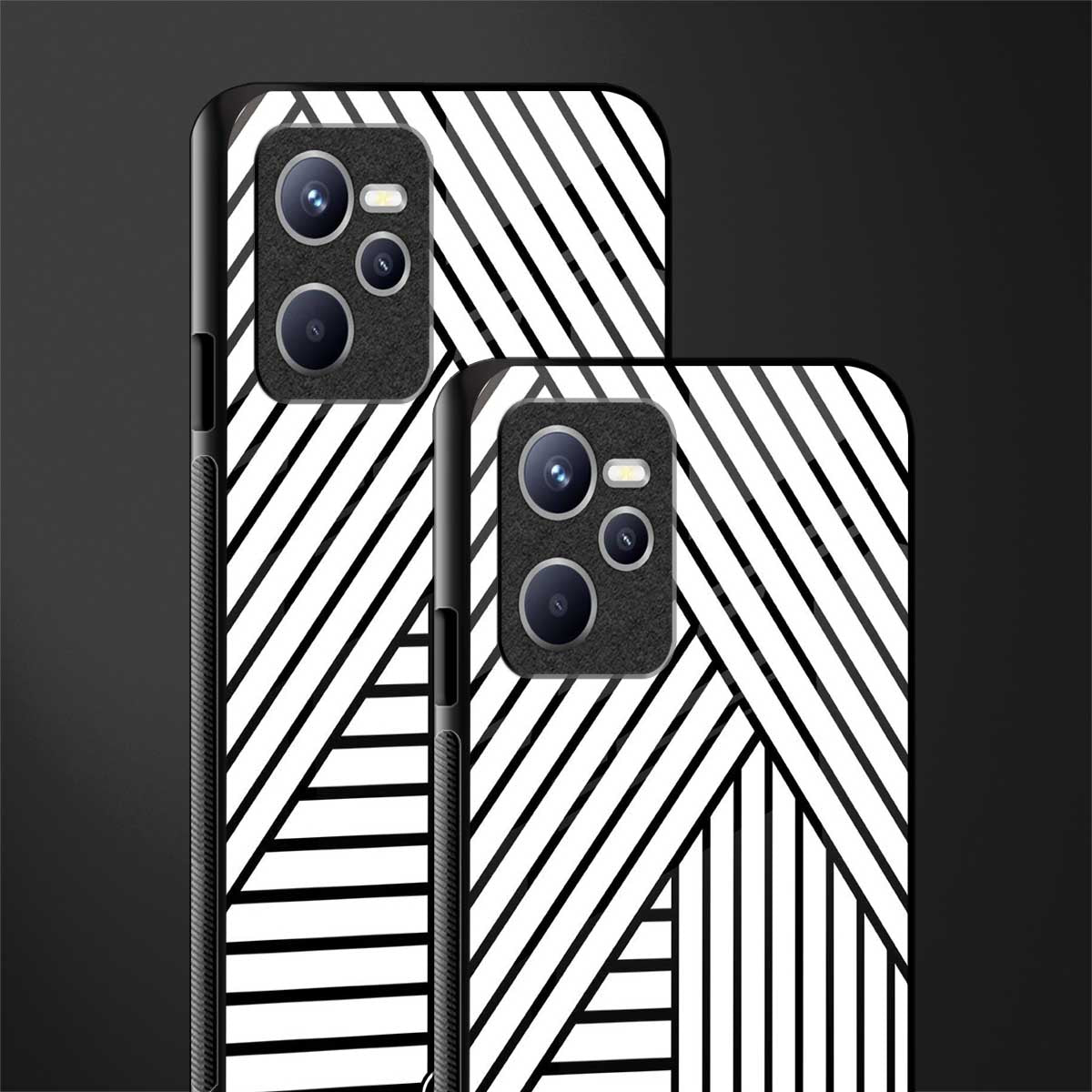 classic white black patten glass case for realme c35 image-2