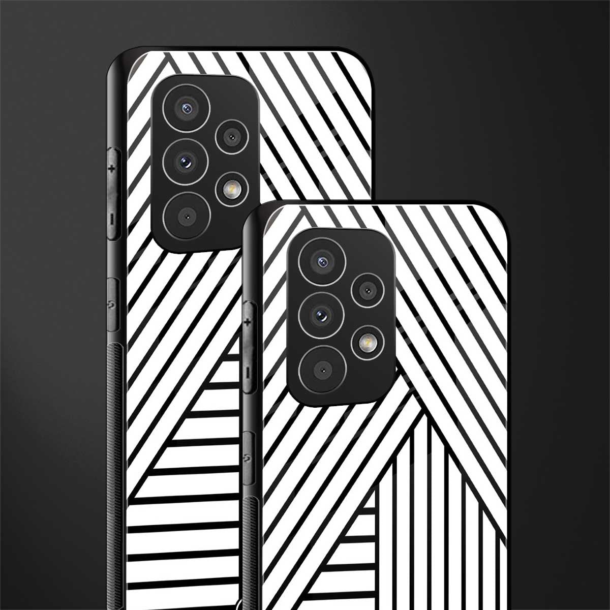 classic white black patten back phone cover | glass case for samsung galaxy a73 5g
