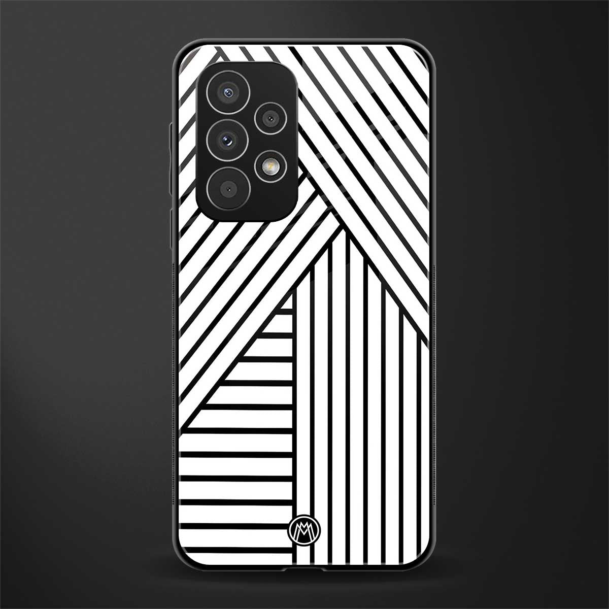 classic white black patten back phone cover | glass case for samsung galaxy a73 5g