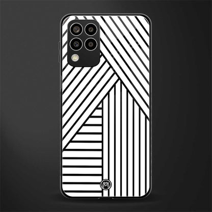 classic white black patten back phone cover | glass case for samsung galaxy m33 5g