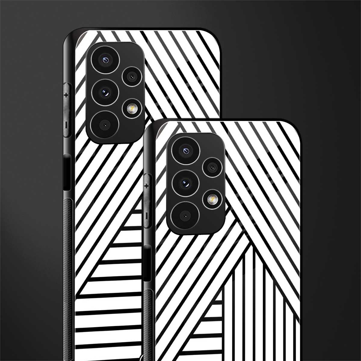 classic white black patten back phone cover | glass case for samsung galaxy a13 4g