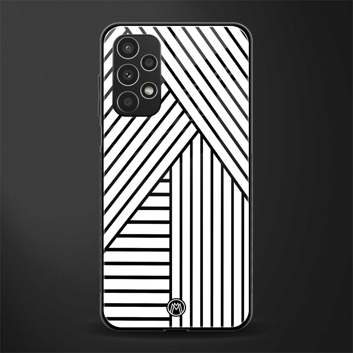 classic white black patten back phone cover | glass case for samsung galaxy a13 4g