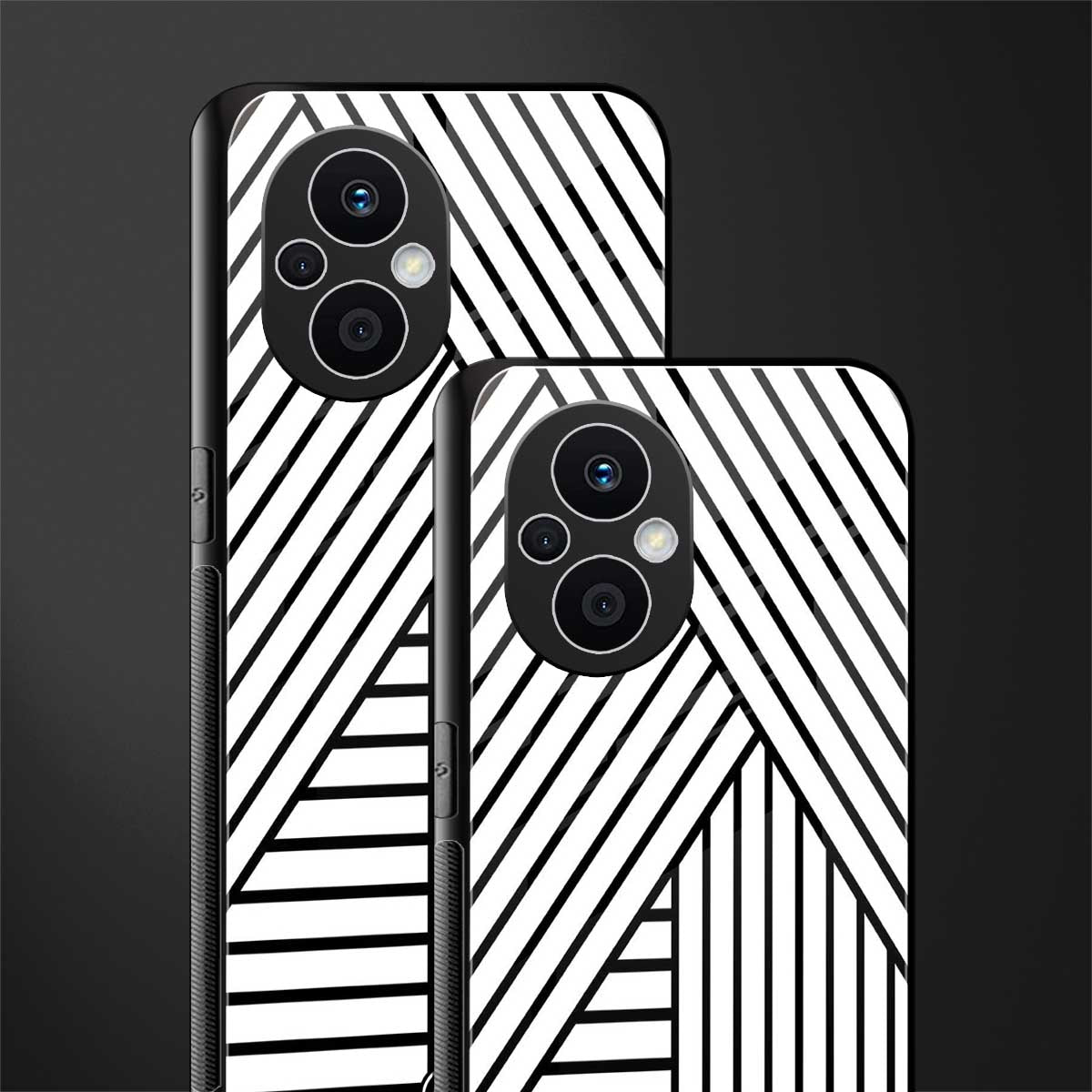 classic white black patten back phone cover | glass case for oppo f21 pro 5g