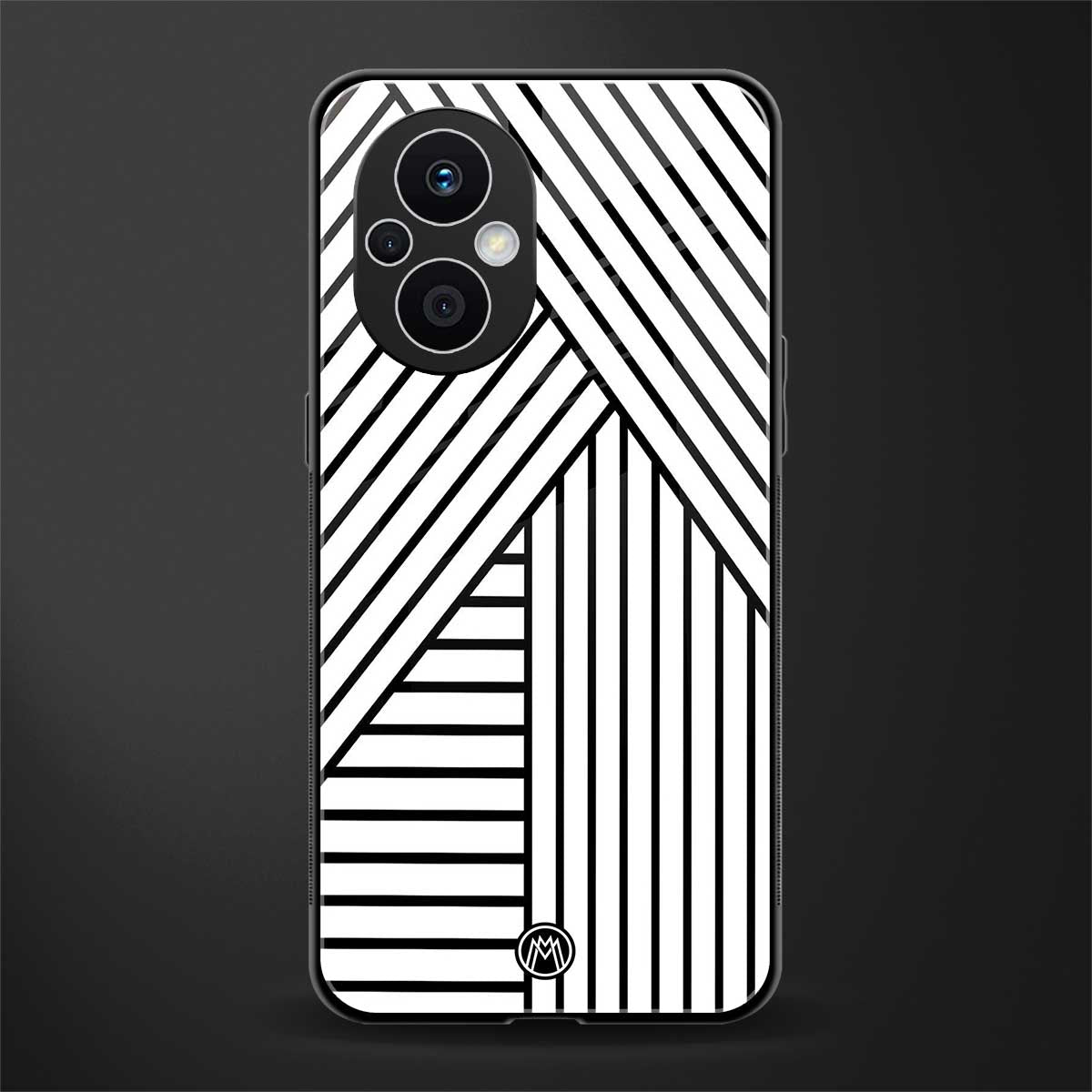 classic white black patten back phone cover | glass case for oppo f21 pro 5g