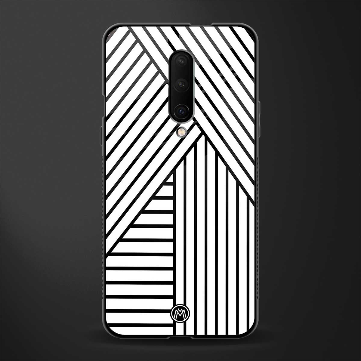 classic white black patten glass case for oneplus 7 pro image