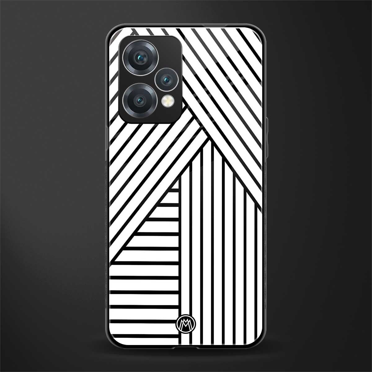 classic white black patten back phone cover | glass case for oneplus nord ce 2 lite 5g