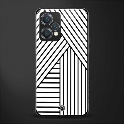 classic white black patten back phone cover | glass case for oneplus nord ce 2 lite 5g