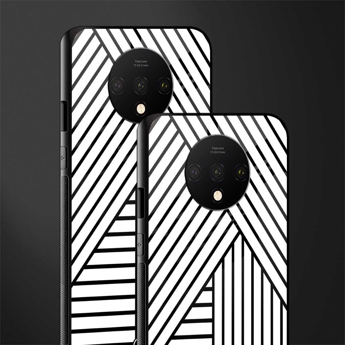classic white black patten glass case for oneplus 7t image-2