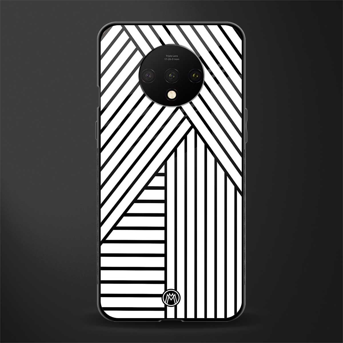classic white black patten glass case for oneplus 7t image
