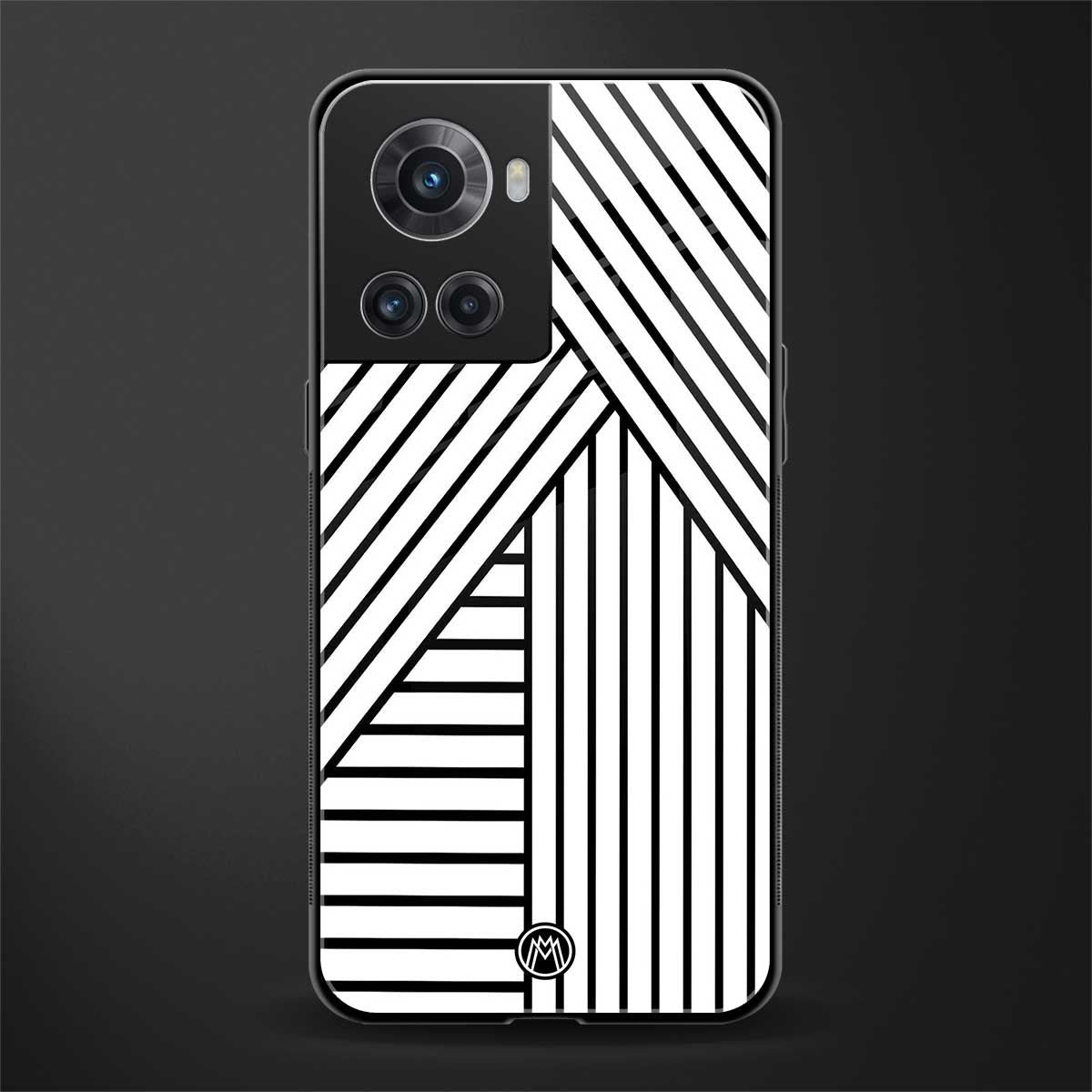 classic white black patten back phone cover | glass case for oneplus 10r 5g