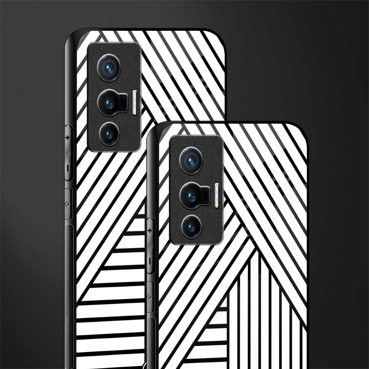 classic white black patten glass case for vivo x70 image-2
