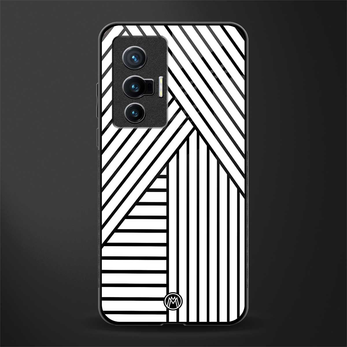 classic white black patten glass case for vivo x70 image
