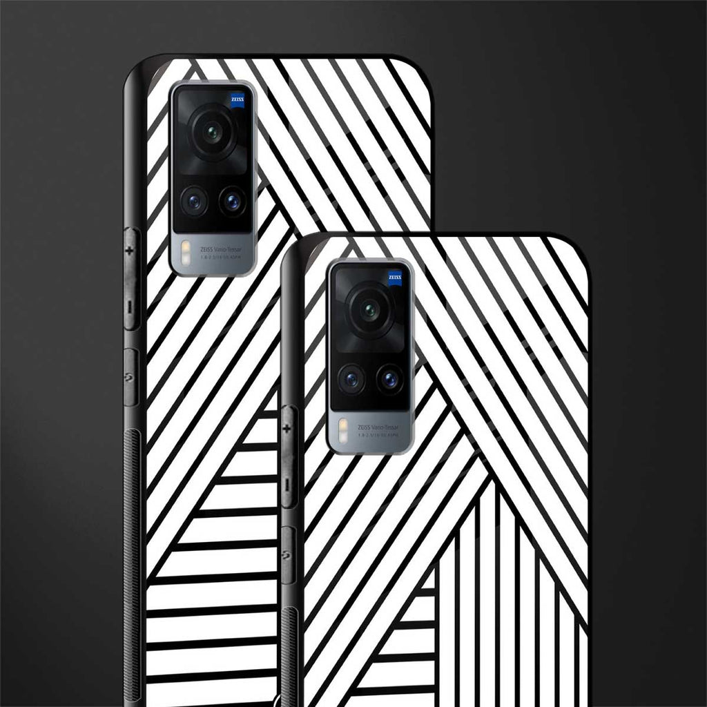 classic white black patten glass case for vivo x60 image-2