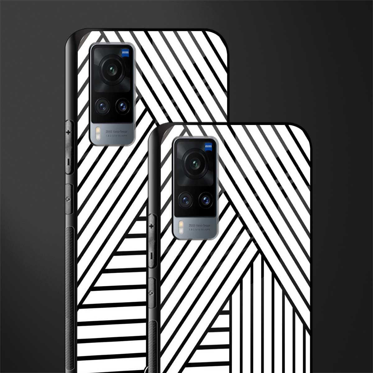 classic white black patten glass case for vivo x60 image-2