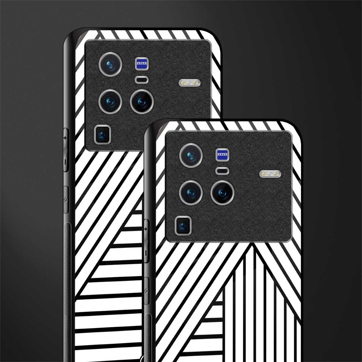 classic white black patten glass case for vivo x80 pro 5g image-2