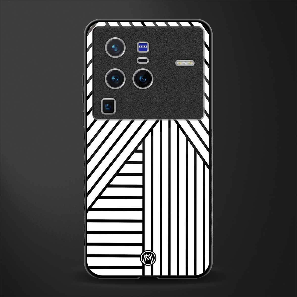 classic white black patten glass case for vivo x80 pro 5g image