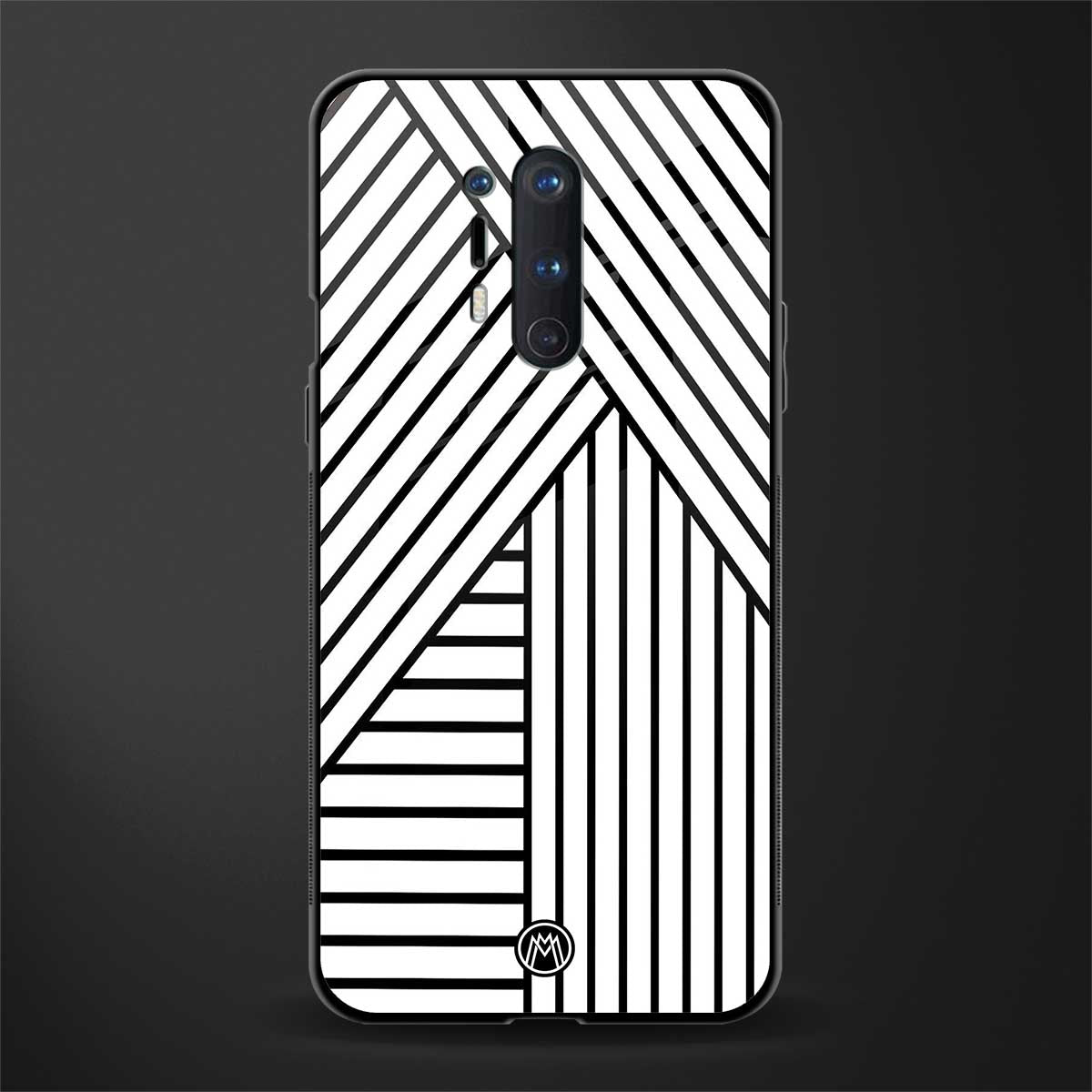 classic white black patten glass case for oneplus 8 pro image