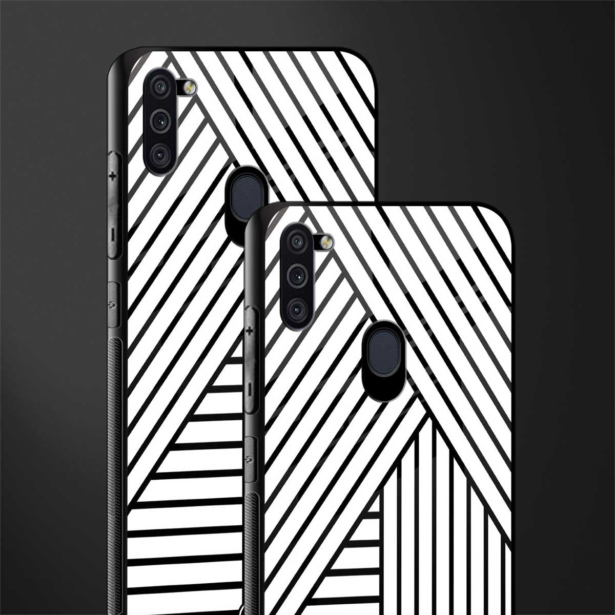 classic white black patten glass case for samsung galaxy m11 image-2