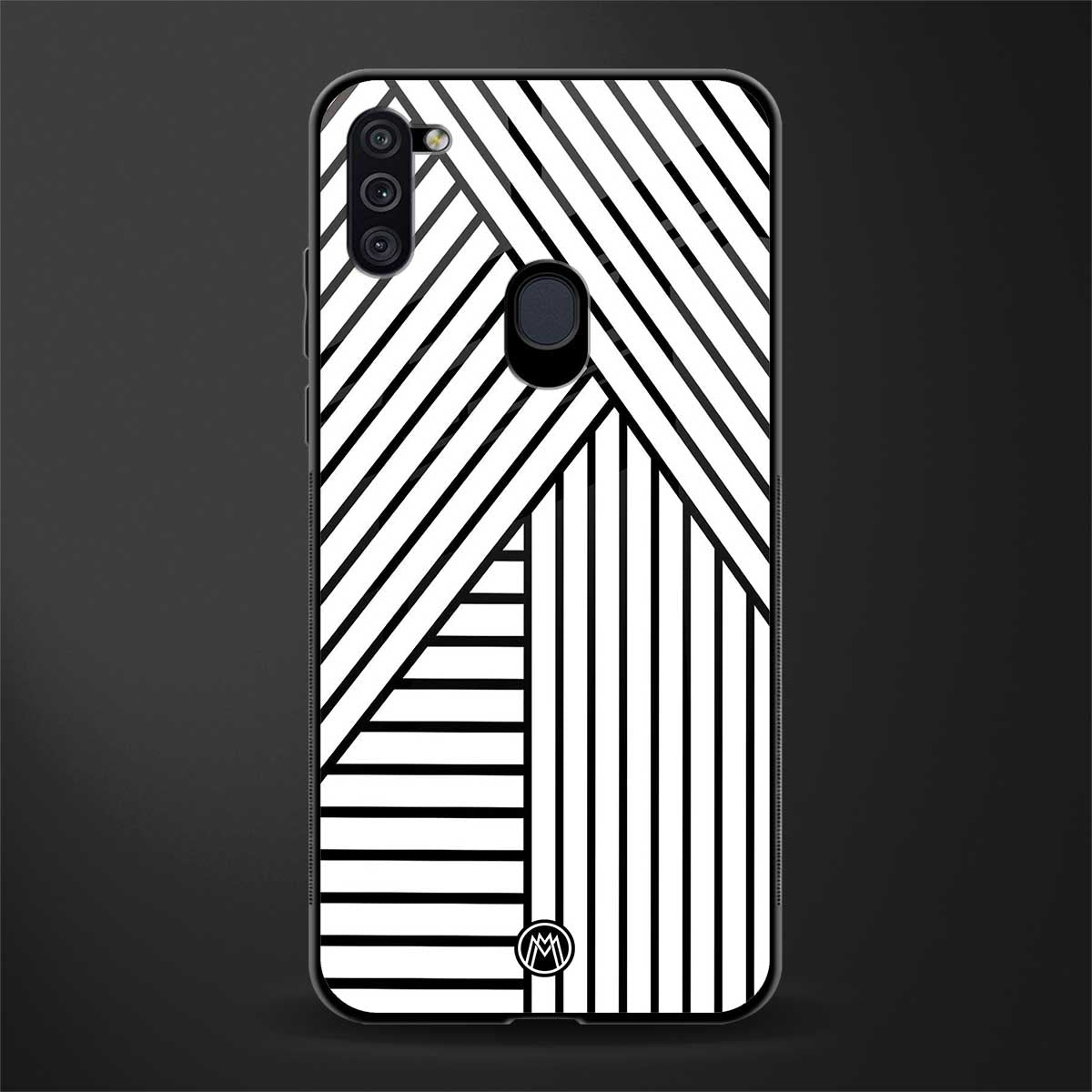 classic white black patten glass case for samsung galaxy m11 image