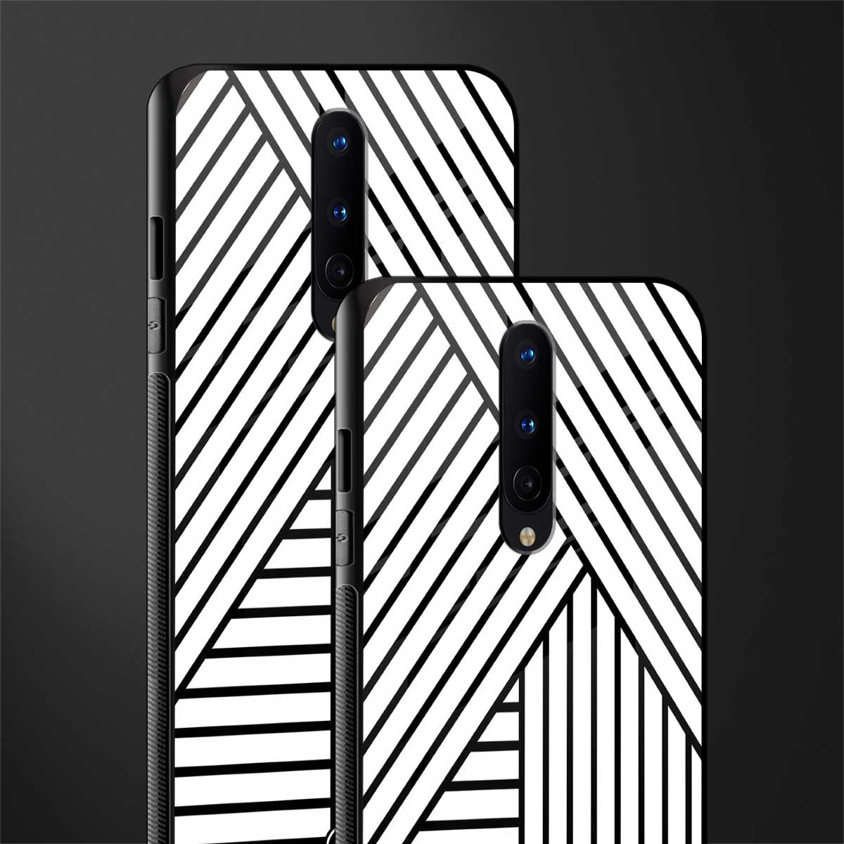 classic white black patten glass case for oneplus 8 image-2