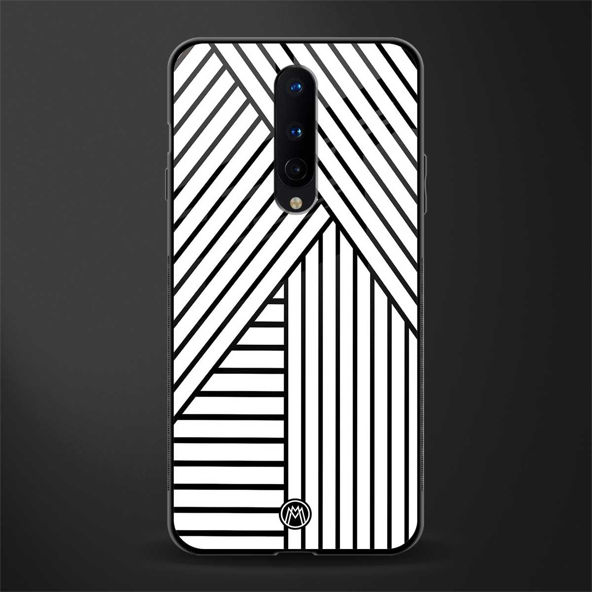 classic white black patten glass case for oneplus 8 image