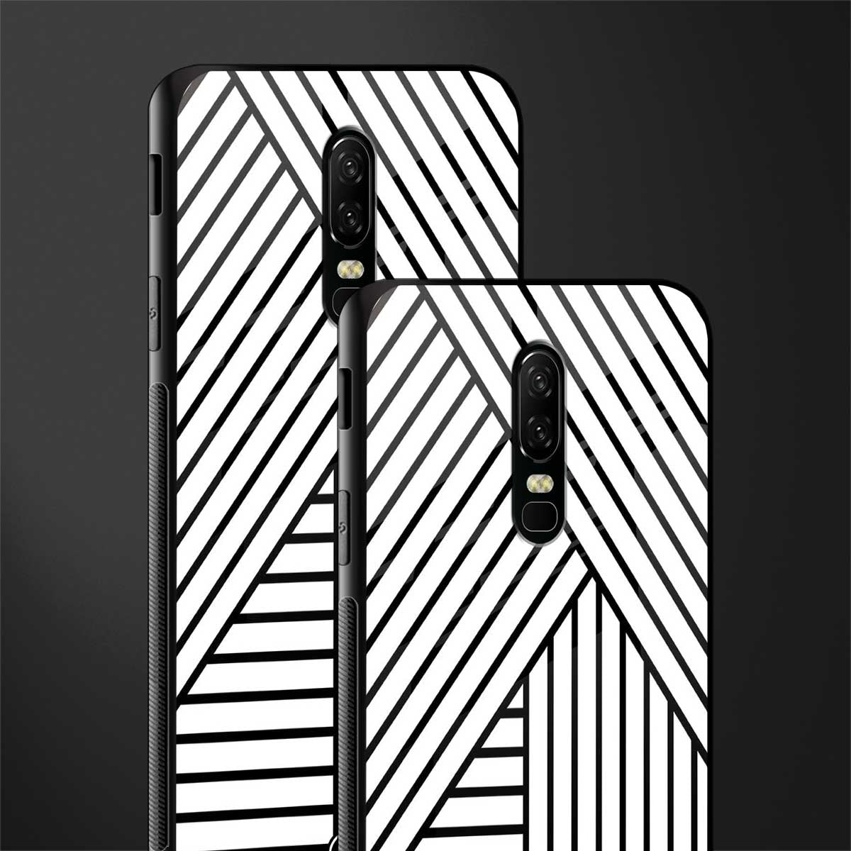 classic white black patten glass case for oneplus 6 image-2