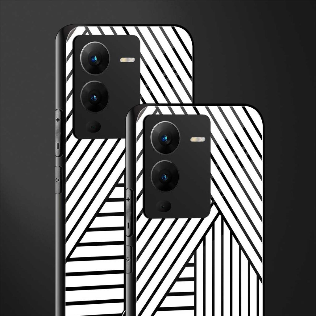 classic white black patten back phone cover | glass case for vivo v25 pro 5g