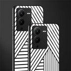classic white black patten back phone cover | glass case for vivo v25 pro 5g