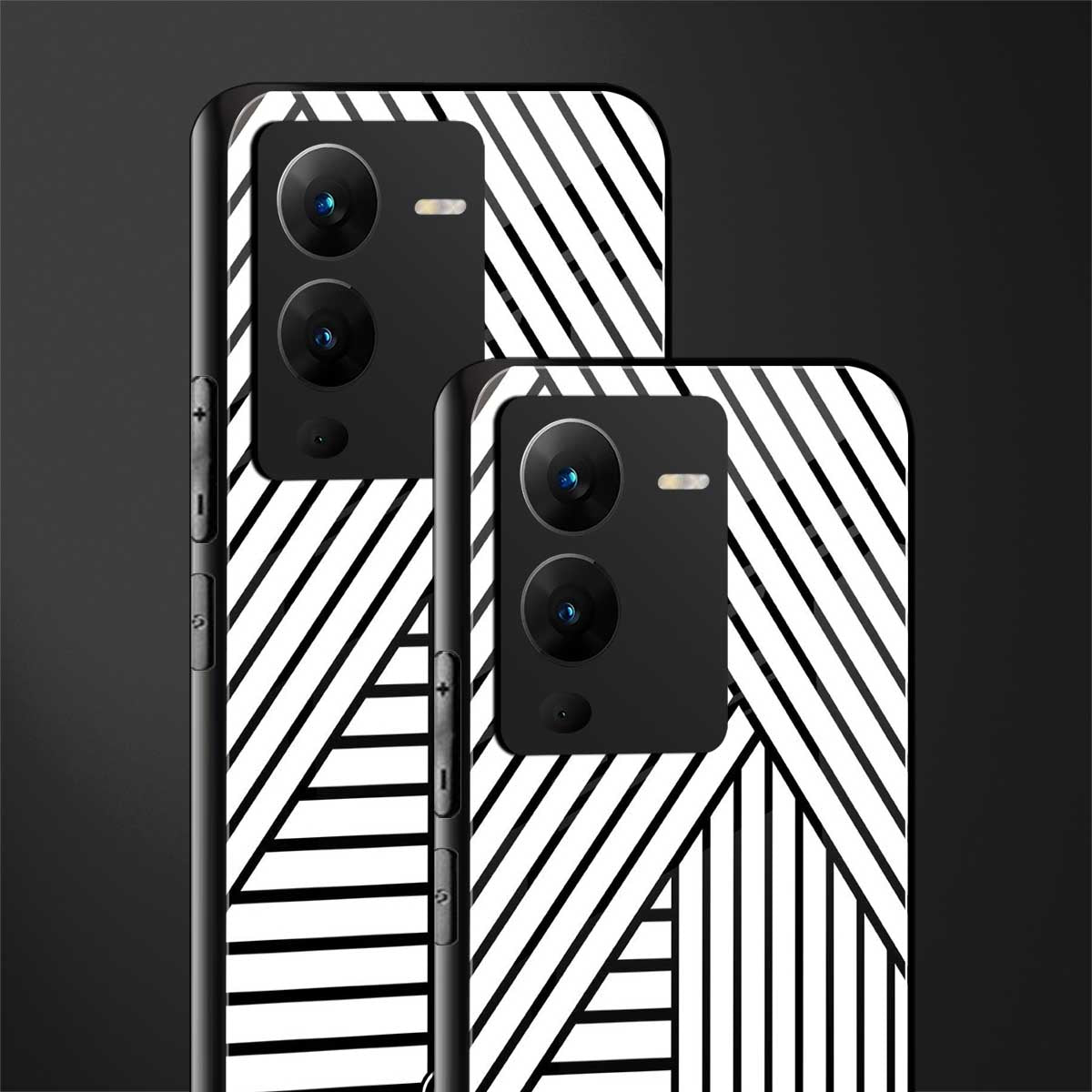classic white black patten back phone cover | glass case for vivo v25 pro 5g