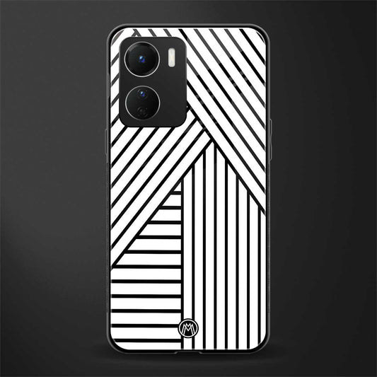 classic white black patten back phone cover | glass case for vivo y16