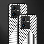 classic white black patten back phone cover | glass case for vivo y22