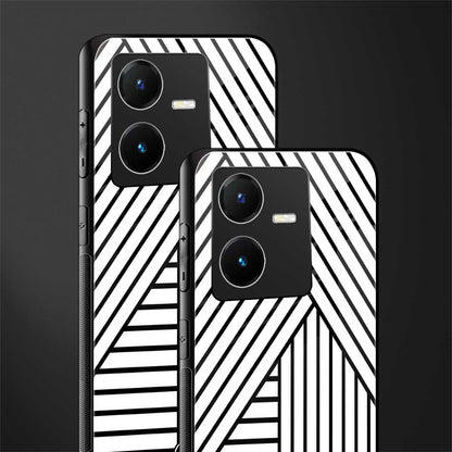 classic white black patten back phone cover | glass case for vivo y22