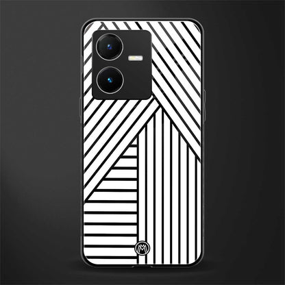 classic white black patten back phone cover | glass case for vivo y22