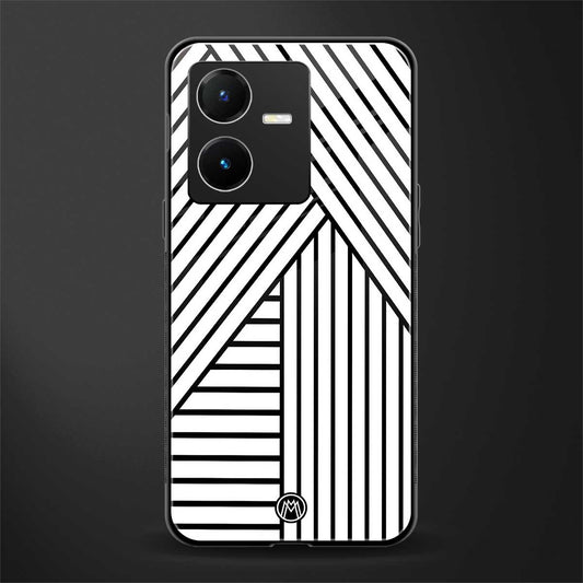 classic white black patten back phone cover | glass case for vivo y22
