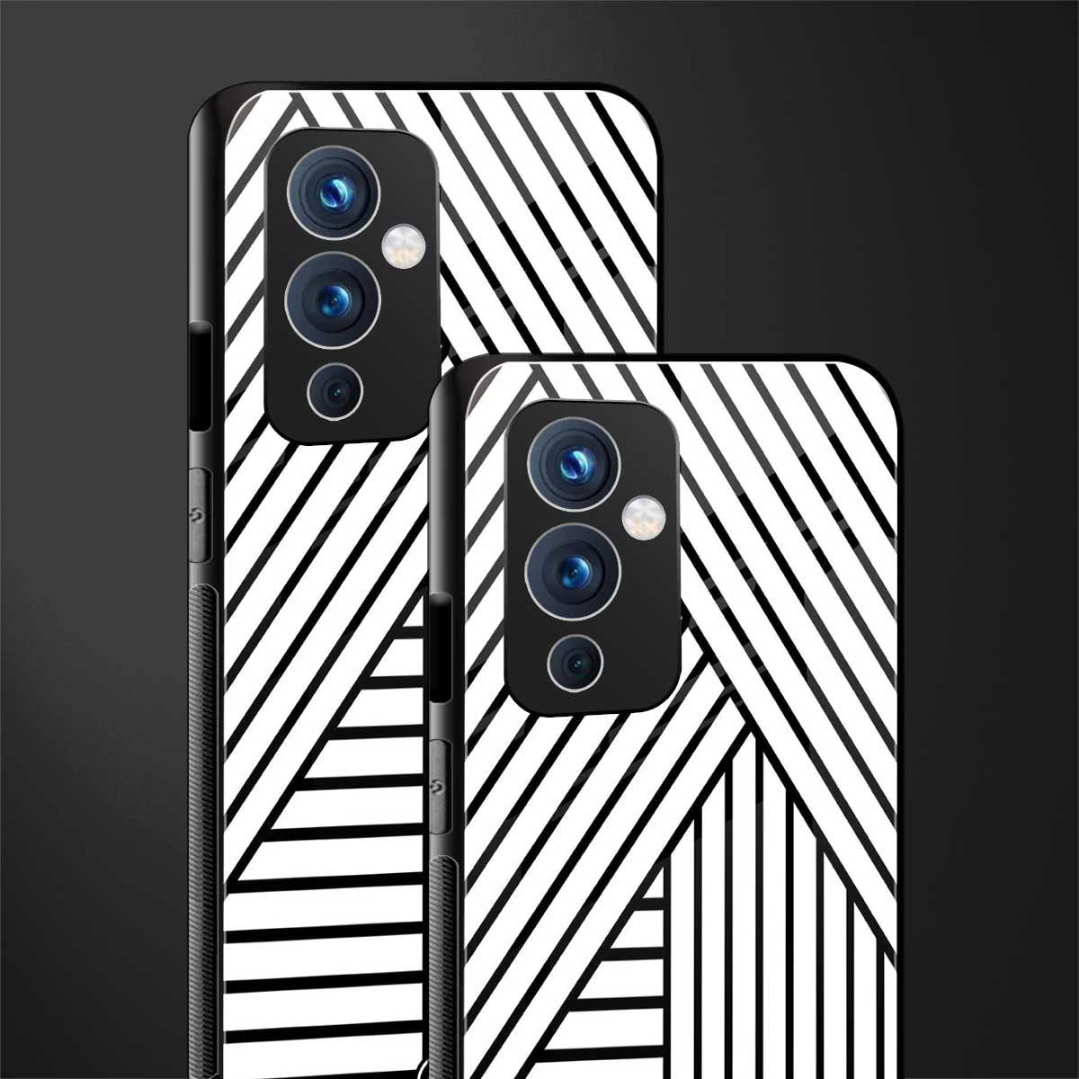 classic white black patten back phone cover | glass case for oneplus 9