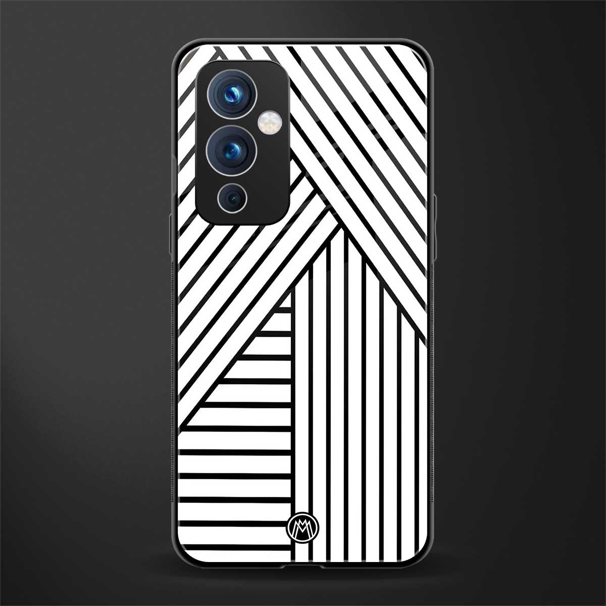 classic white black patten back phone cover | glass case for oneplus 9