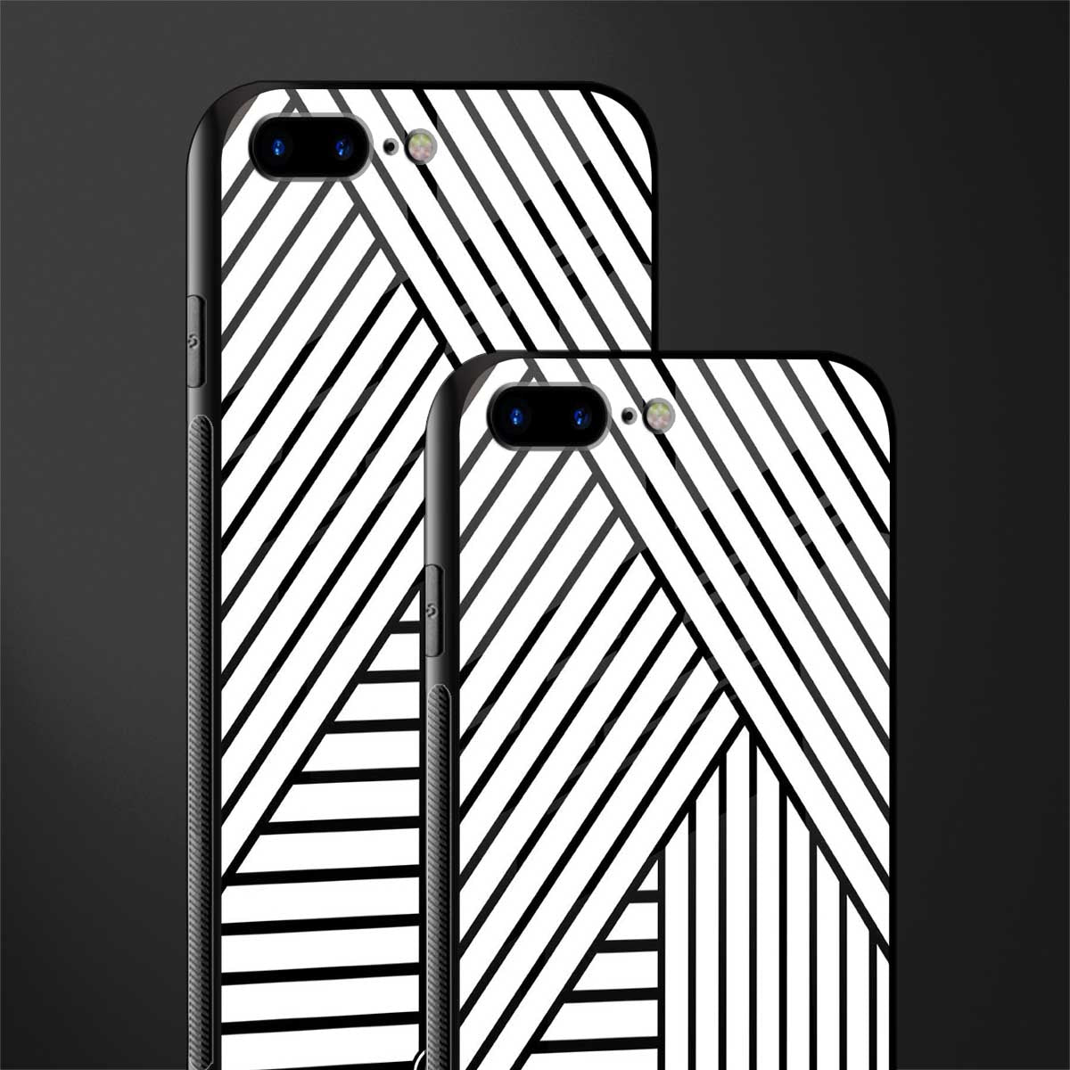 classic white black patten glass case for iphone 8 plus image-2