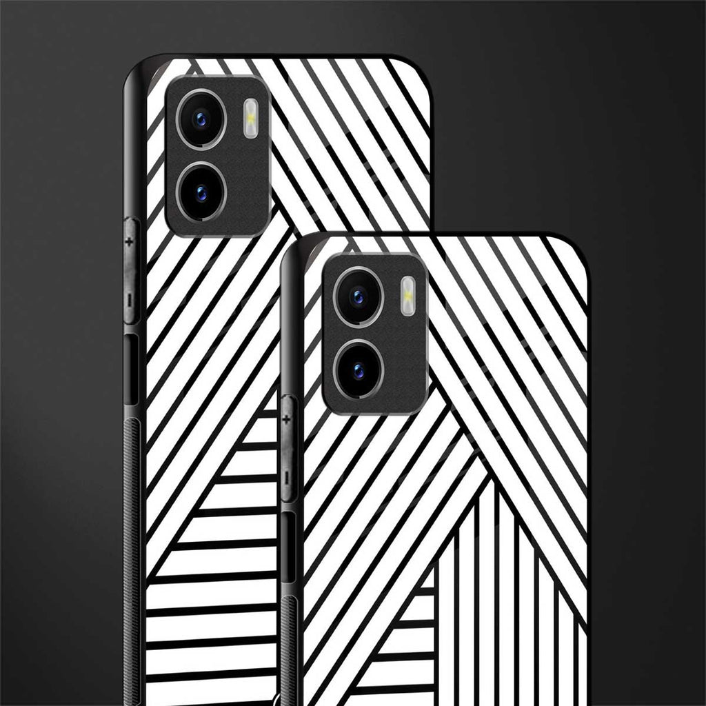 classic white black patten back phone cover | glass case for vivo y72