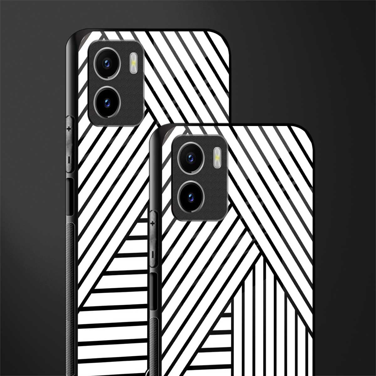 classic white black patten back phone cover | glass case for vivo y72