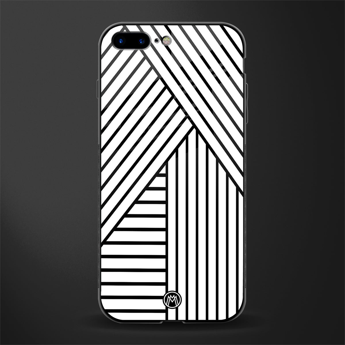 classic white black patten glass case for iphone 8 plus image